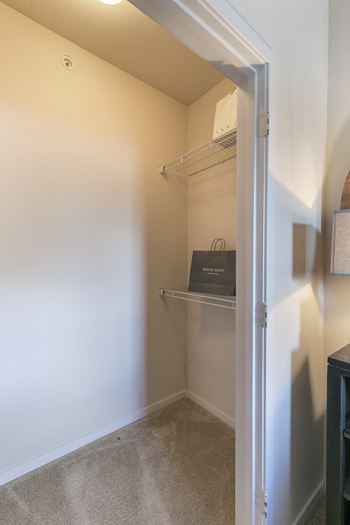 Expansive closets with open air shelving